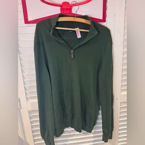 Vineyard Vines Quarter Zip Sweater Mens M Green Cotton Cashmere Made in Italy